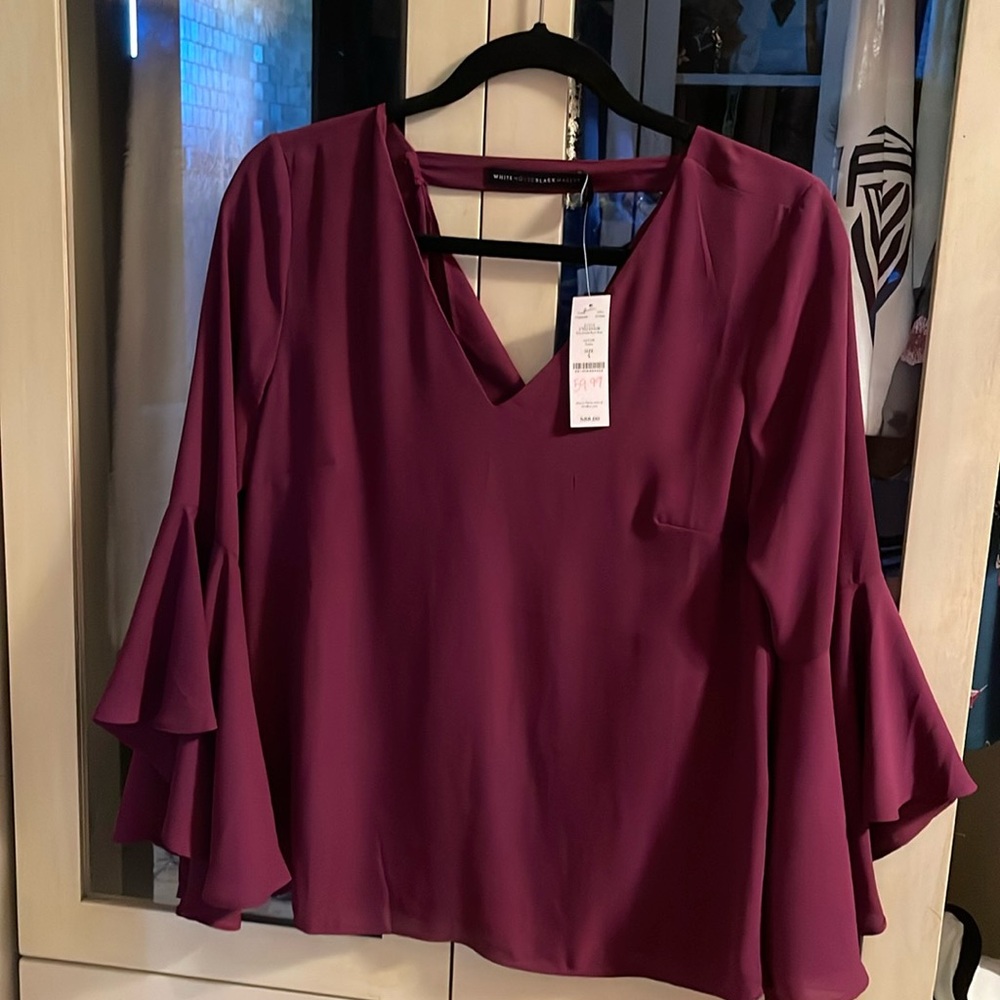 NWT! White House Black Market Drape Back Blouse